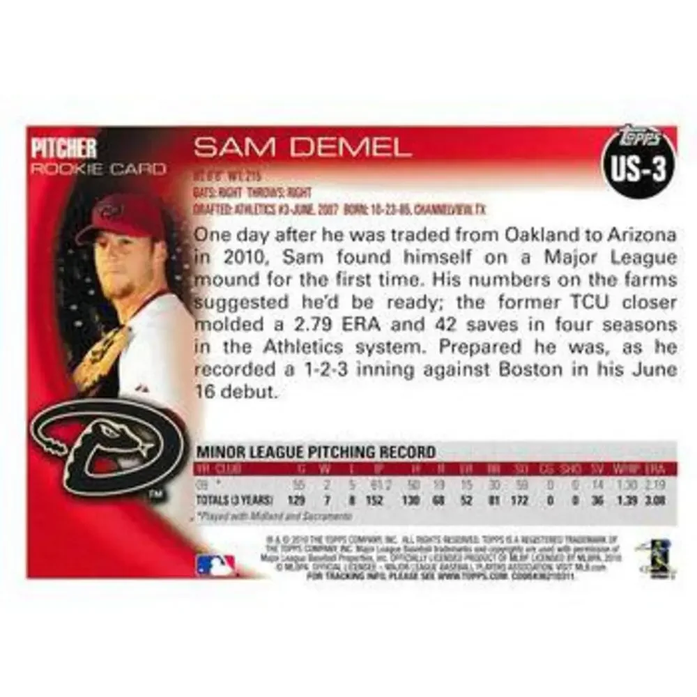 2010 Topps Update Sam Demel RC US-3 Arizona Diamondbacks